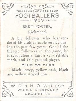 1933 Wills's Victorian Footballers (Large) #68 Bert Foster Back